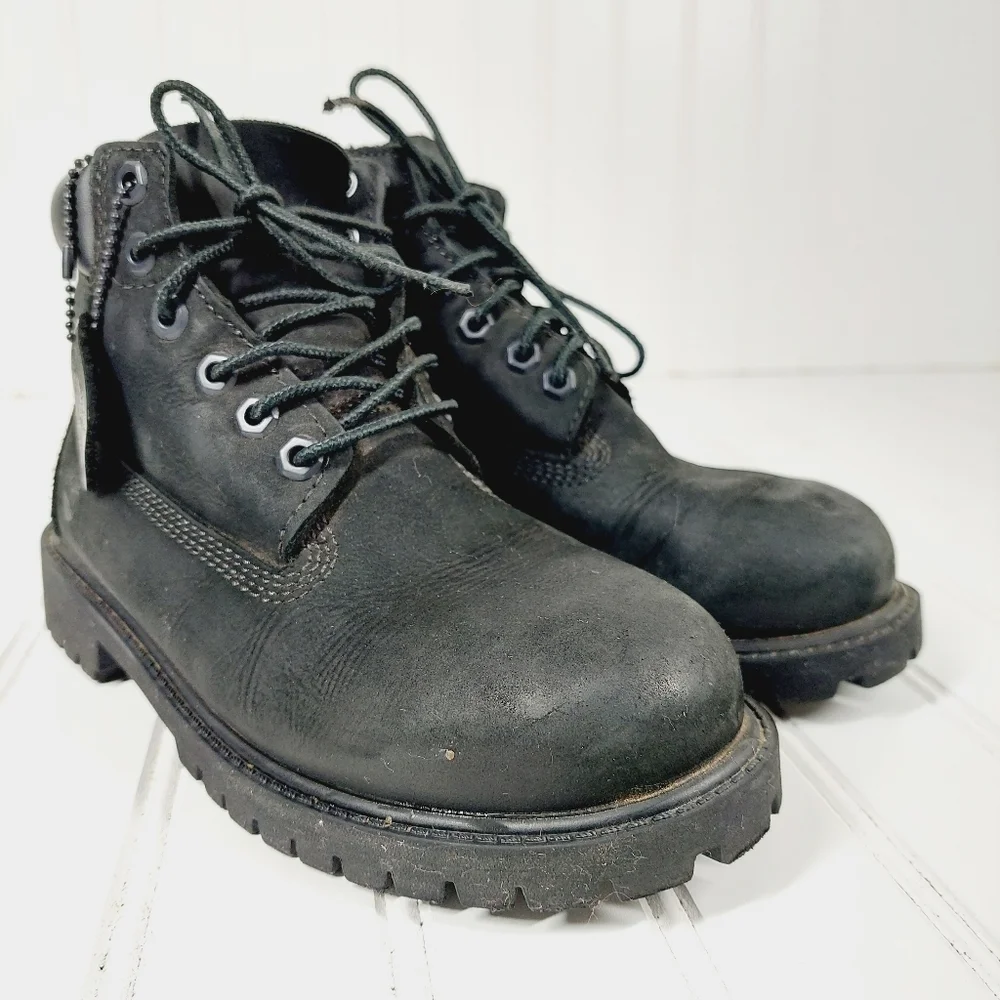 Timberland Leather 6-Inch Premium Waterproof Black Little Kids Boots 12707 B382
